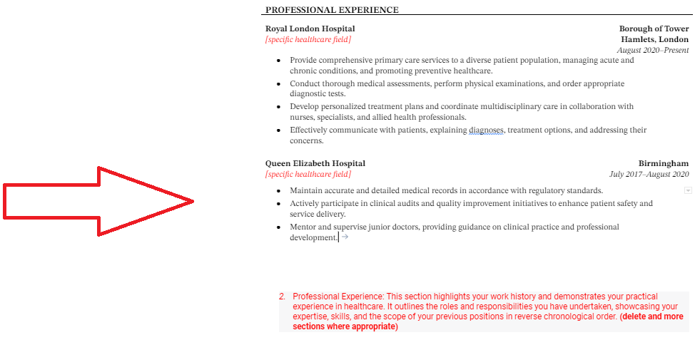 Medical Doctor CV example Clinical Experience
