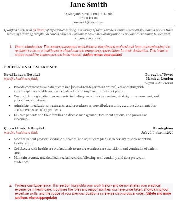 Nursing CV Example Page 1