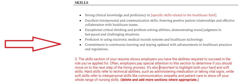 Nursing CV Skills Section